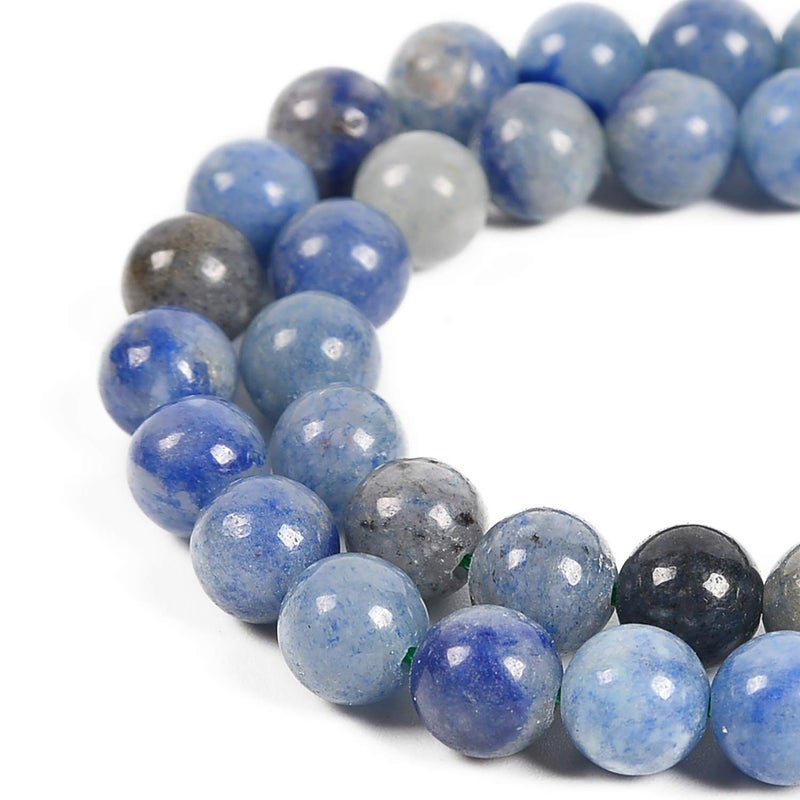 Nancybeads 60pcs 6mm Natural Blue Aventurine Gemstone Round Spacer Loose Stone Beads for Jewelry Making 15.5" 1 Strand (Blue Aventurine, 6mm 60Beads) - Image 1